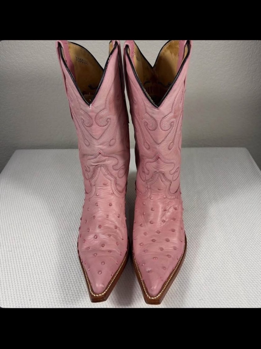 Pink Ostrich Cowboy Boots